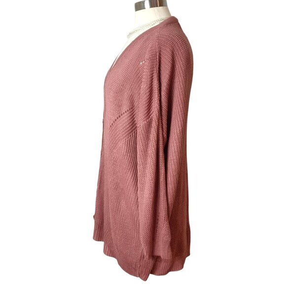 Maurices Womens Cardigan Sweater XXL Dusty Rose Open Knit Button-Up Chic NEW - Picture 2 of 7